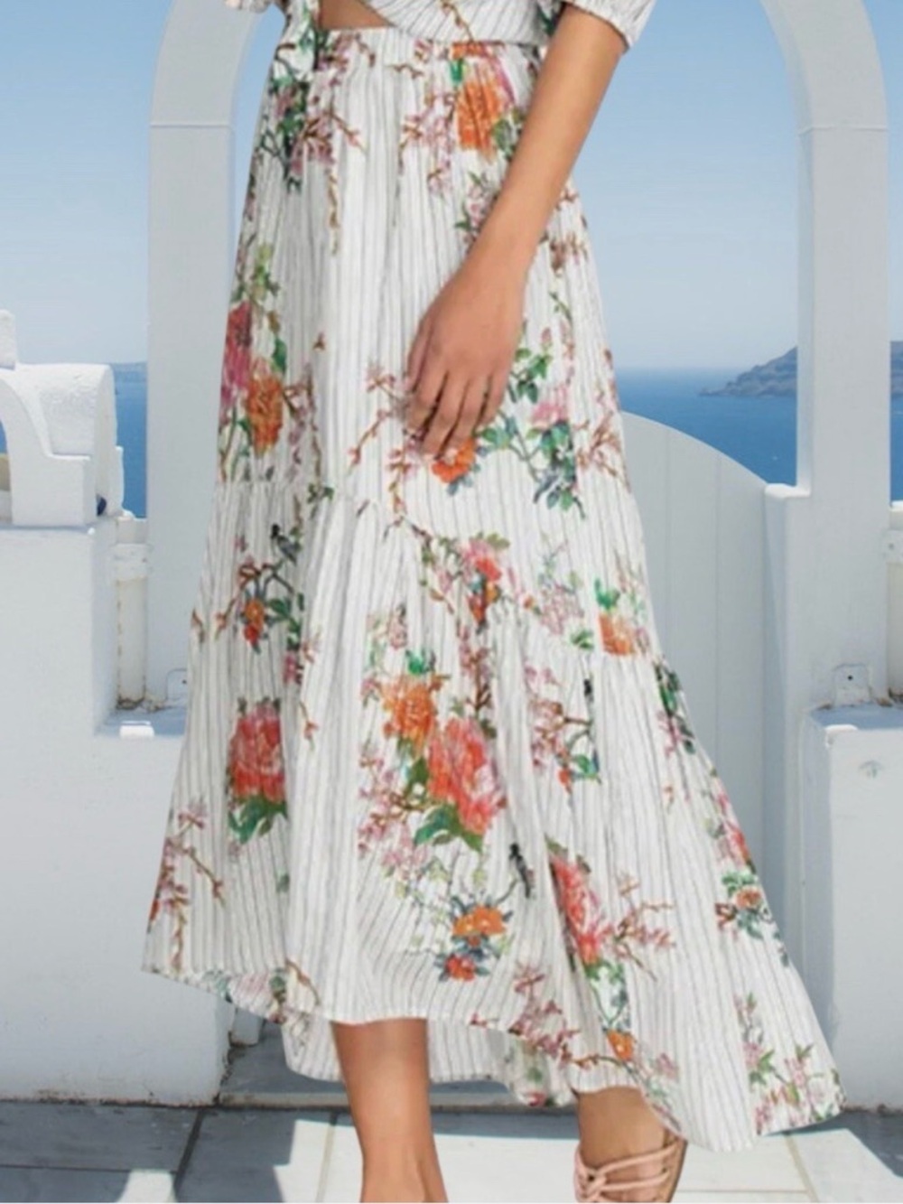 NWOT Johnny Was Skirt- Size M Floral Striped Maxi Skirt